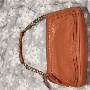 TreVero Tangerine Orange Genuine leather shoulder bag, EUC, 11" x 7" x 3